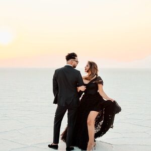 Off-Shoulder Black High-Low Evening Gown